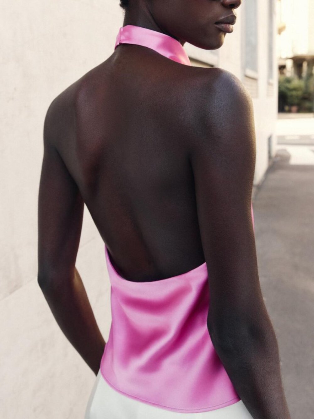 Zara Pink Lilac Satin Halter Open Back Top Size S NWT - Picture 8 of 13